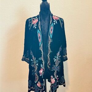 Johnny Was Floral Black Kimono